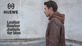 HIJEWE Men's Faux Leather Jacket Bomber [link in description]