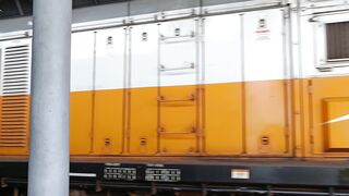GE CM20EMP locomotive hauled cargo coach 