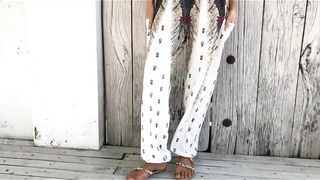 QIANXIZHAN Women's Harem Pants, High Waist Yoga Boho Trousers with Pockets