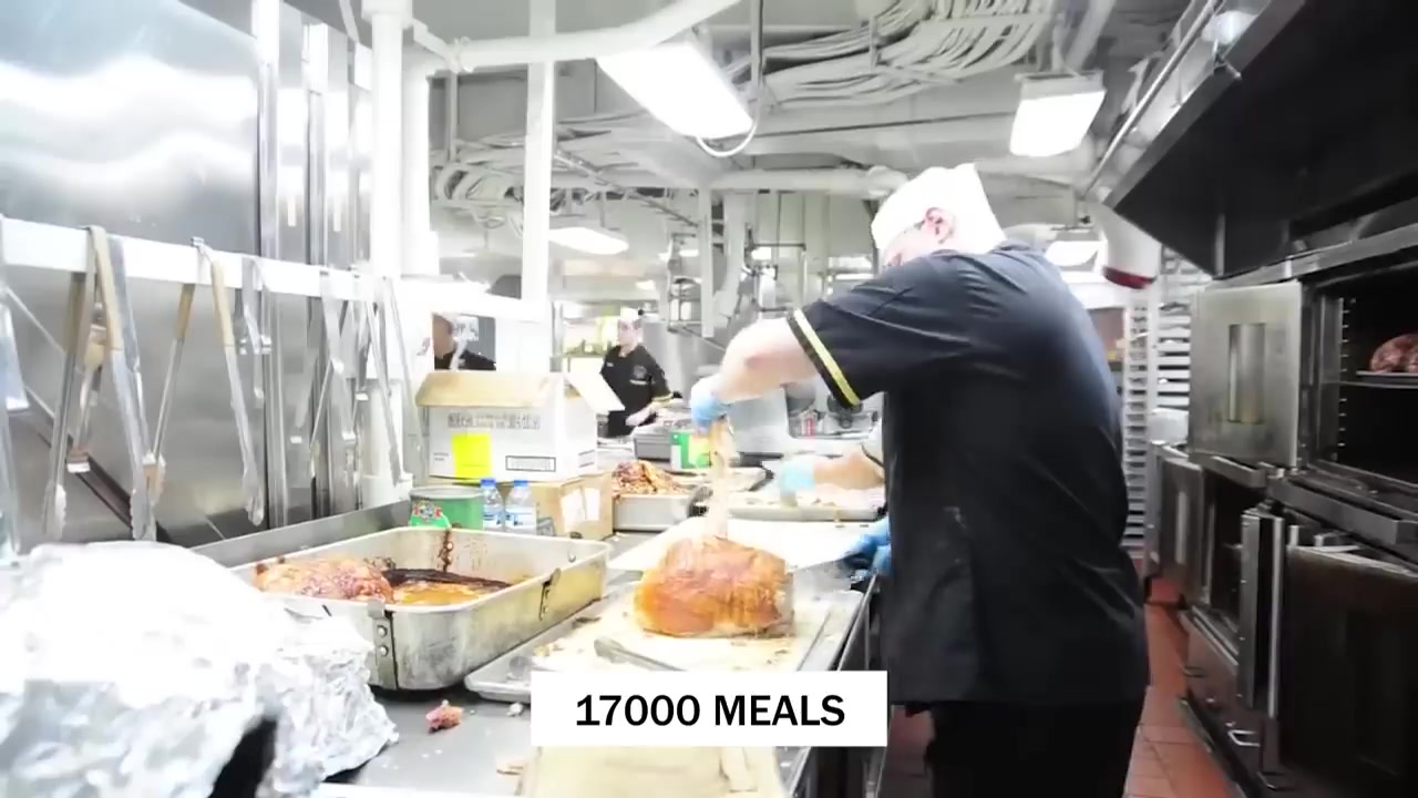 How aircraft carriers prepare 17 000 meals a day for 5 000 us navy