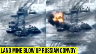 Russian armored convoy and crew, Blown up by land mines