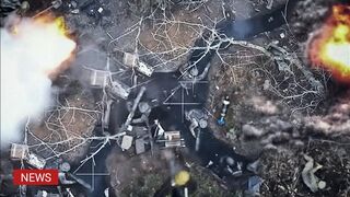 Ukrainian drones drop grenades blow up Russian wagner group position