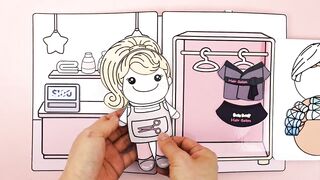 How to make Paper doll Hair Salon dollhouse, DIY Hair Salon Dollhouse tutorial.