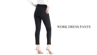 Bamans Yoga Dress Pants for Women Skinny Leg Pull on Stretch Work Pants with Pockets