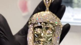 Big 10k Yellow Gold 131.6 Grams Jesus Face Pendant by Ijaz Jewelers
