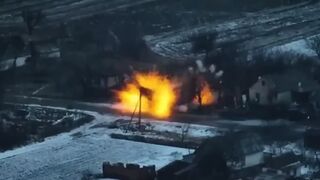 Ukrainian forces blow up multiple Russian vehicles on the battlefield