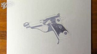 Гиперреалистичный рисунок пистолета "Beretta M71" от художника Marcello Barenghi.