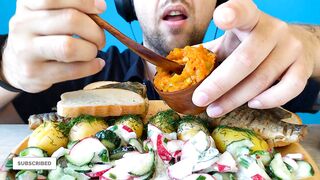 ASMR DORADO FISH + FRIED POTATO + ZUCCHINI CAVAIR | EATING SOUNDS (NO TALKING) MUKBANG