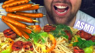 ASMR SPAGHETTI AND BBQ SAUSAGES + VEGETABLES | EATING SOUND (NO TALKING) ???? BEST SOUND