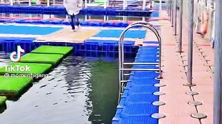 Running chineas man across the water
