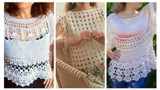 Top Latest Fashion Gorgeous Fancy Crochet Embroidered knitting Leaves pattern Beggie Top For Girls❤