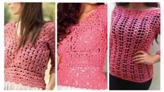 Top Latest Stylish Fashion Designer Crochet Embroidered Lace pattern CropTop Blouse????.