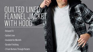 Wrangler Authentics Men's Long Sleeve Quilted Lined Flannel Shirt Jacket with Hood