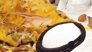 Meat eating food and share friends