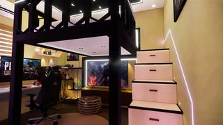 Gaming Setup Room and loft Bed Idea for Small Rooms