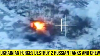 2 Russian tanks where destroyed by Ukrainian land-mines