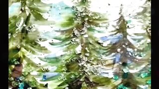 handmade painting with crush glass and acrylics