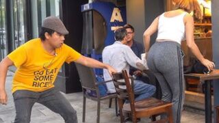 Chair Pulling Prank in West Hollywood