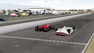 Ferrari 412T1B 1994 Jean Alesi vs Mercedes-Benz Silver Arrow Concept 2018 at Chuckwalla Valley