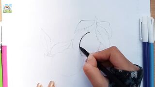 how to draw peach ????_peach fruit drawing _peach drawing and colour