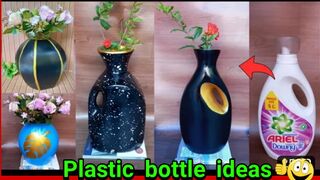 Top COMO  FAZER  4  VASOS  DECORATIVOS  FEITOS  DE  GARRAFA  PET  E  GARRAFA  DE  DESINFETANTE E GESSO