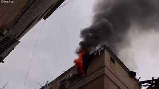 Buildings erupt in flames as Russian attack on Bahkmut intensifies