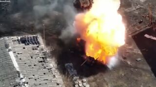 Russian Mortar explodes in HUGE ball of flames as Ukrainian forces strike in Vuhledar