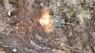 Ukrainian drones blow up Russian tanks in huge explosion