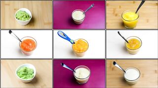 9 Fruit Purees for 4+ / 6+ Month Baby | Stage 1 Homemade Baby Food | Healthy Baby Food Recipes