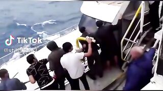 Boat sinking in the sea