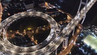 Shanghai night aerial footage collection