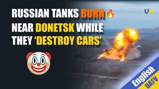Russians 'destroy NATO, capture 3 Zelenskyys' while Ukrainian paratroopers burn their tanks for real