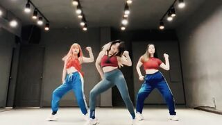 3  girls group dance at studio