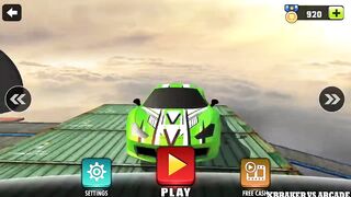 Impossible Stunt Car Tracks 3D: Green Car Driving Stunts Levels 13 & 14 - Android GamePlay