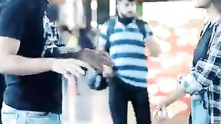 Rolling prank on cute girl