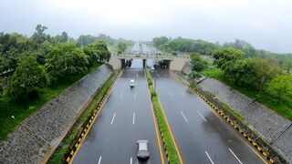 High way view on rainy day