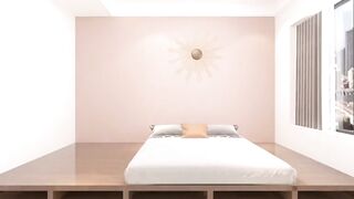 Desain kamar tidur yang nyaman dan luas untuk pasangan muda.