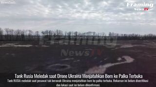 Tank Rusia Meledak saat Drone Ukraina Menjatuhkan Bom ke Palka Terbuka