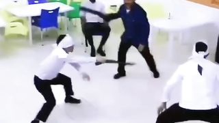 Chefs enjoying taste of rubber sling funny clip
