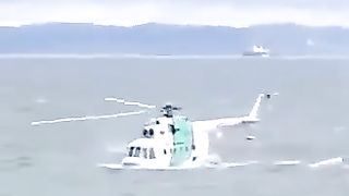 Helicopter in water