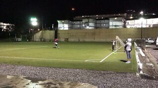 Soccer at night with family