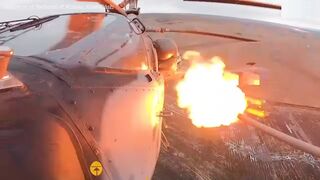 Russian Ka-52 attack helicopters fire missiles at Ukrainian positions