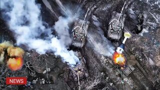 Ukraine drones drop bombs blow up Russian tanks and destroy Wagner group