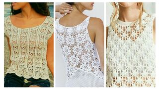 Very Beautiful Fancy Cotton Crochet knitted Doily Lace Pattern Women fashion CropTop Blouse Dress❤