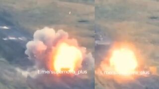 Russian BTR drove right over a Ukrainian placed anti tank mine