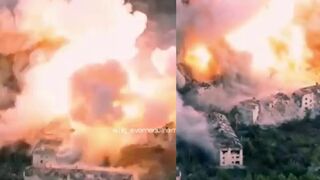 Russia shelling the city of Sands from a heavy flamethrower system TOS 1A Solntsepyok using thermobaric ammunition