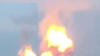Explosion at a Russian ammo depot in the town of Maiske in Crimea. Russian officials have blamed sabotage