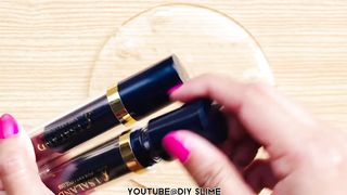 Satisfying Slime Coloring with Japanese Makeup! Mixing Heart Lip Gloss & Lipstick into Clear Slime