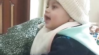 Cute baby laughing