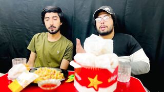 Eating Hardees and Homemade Chicken Macaroni with Chota Bhai | MUKBANG